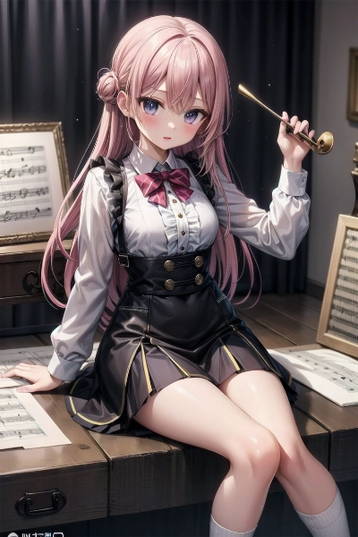 楽譜に囲まれている少女