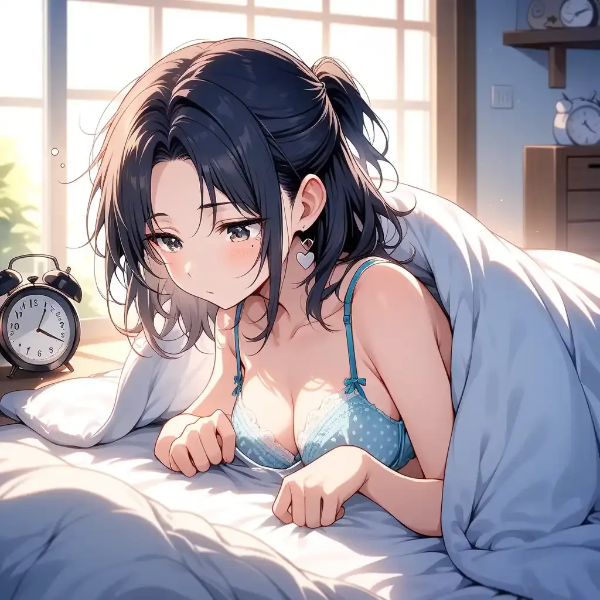 寝室にて休日の朝