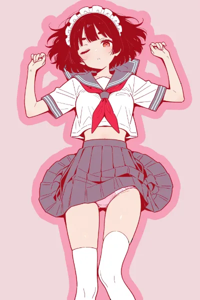 照れくさげなセーラー少女