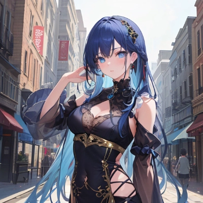 青髪の女の子 少しダークなイメージ