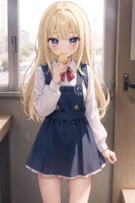 お菓子を食べる美少女