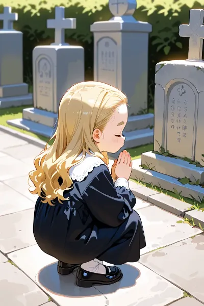 お墓参りのおでこちゃん