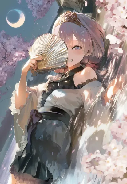 桜月下の姫の秘密の微笑み