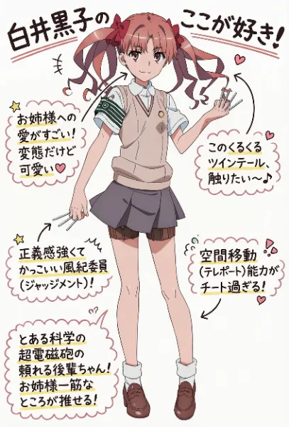 白井黒子のここが好きですの！2枚目は英語版です