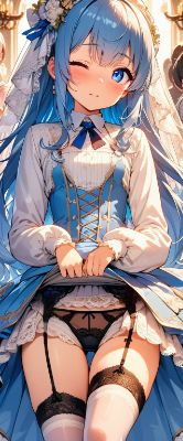 赤面してる青髪さん