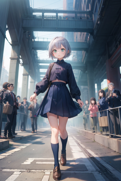 銀髪ショートの娘の登校シーン其之二