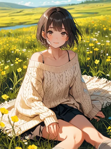 菜の花畑の優しい微笑み