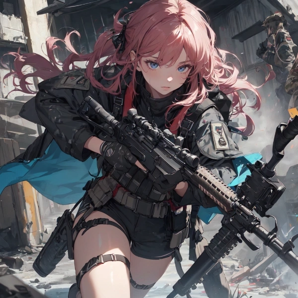 戦闘中の美少女