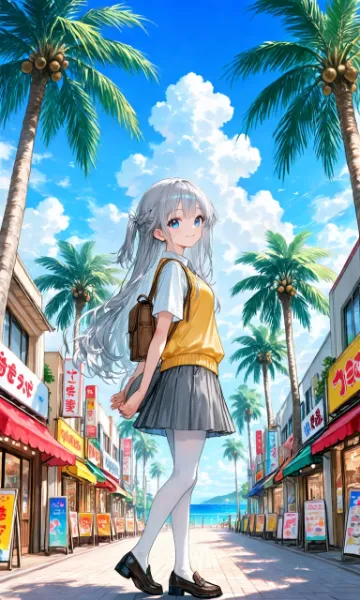 沖縄ひとり旅の少女