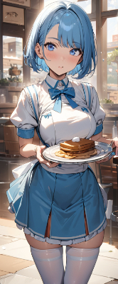 水色髪の店員さん
