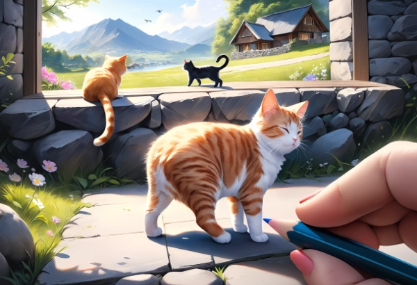 猫のいる風景（メイキング）