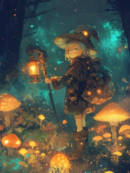 輝く森の小さな魔女の冒険。