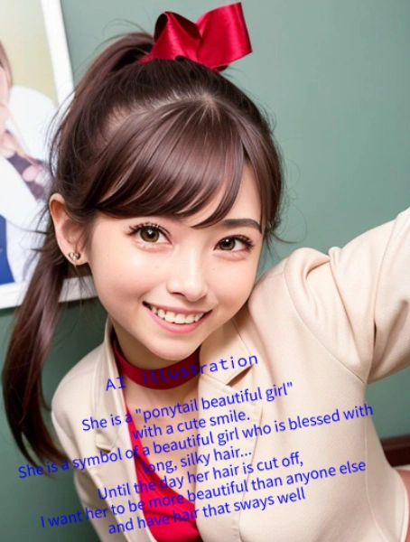 笑顔のポニーテール美少女