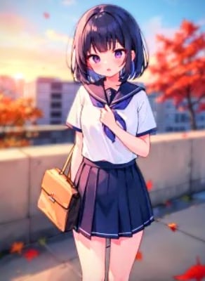 夕暮れの少女