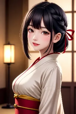 和室に佇む着物美人