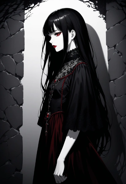 黒髪女性（習作）