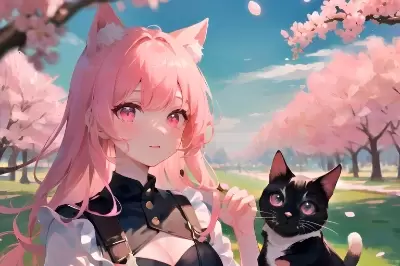 桜×美少女×猫