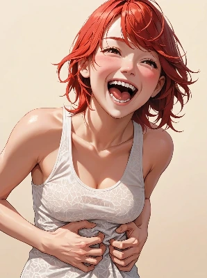 お腹を抱えて笑う