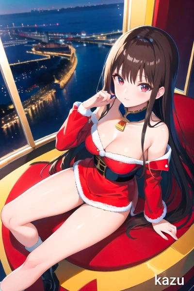 艦これ🙇‍♂サンタコスチューム仕様の磯風をＡIさんに描いてもらいました🙇‍♂