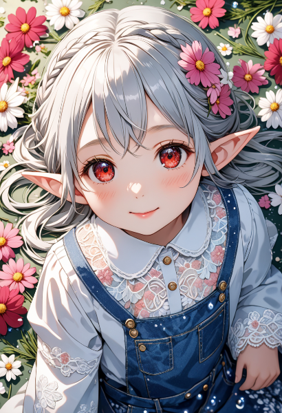 花畑の赤い瞳エルフ