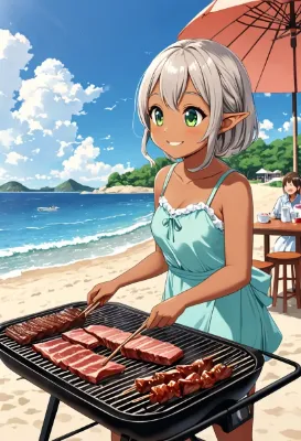 海辺のエルフと夏のバーベキュー