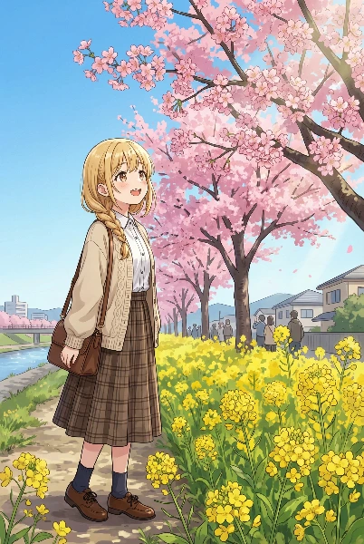 河津桜と菜の花のコラボ