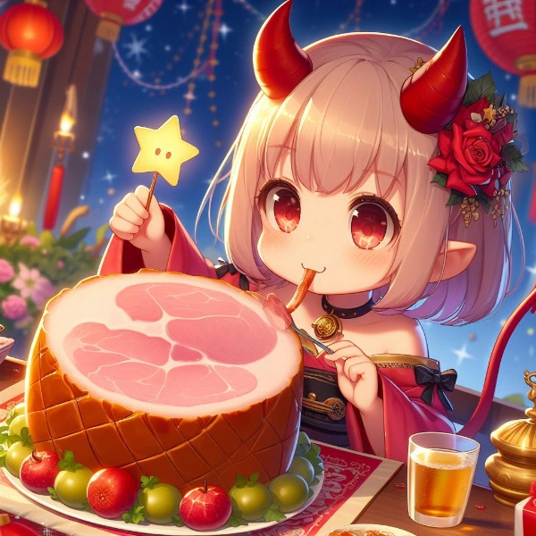 ハムとスターを食べてる小悪魔少女