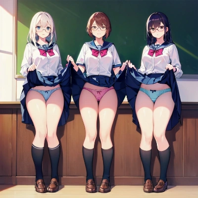 眼鏡っ娘立ち絵嫌パン3人