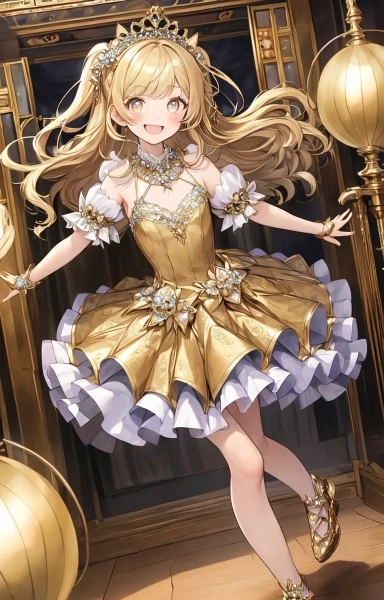 踊りに興じる金色の髪の少女