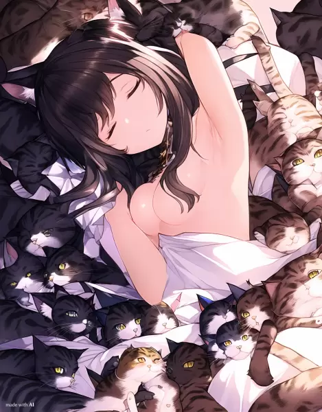 猫に埋もれて見る夢は