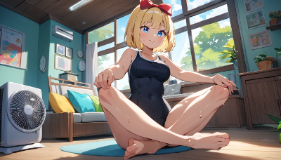 部屋ならば水着でもいいよね～
