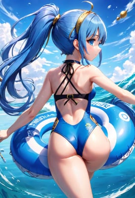 青髪さんと浮き輪