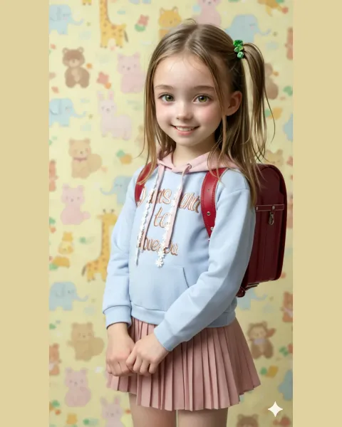 パーカーとプリーツスカートのコーデ