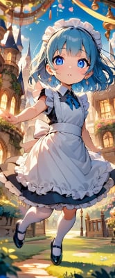 夕暮れの青髪メイドさん