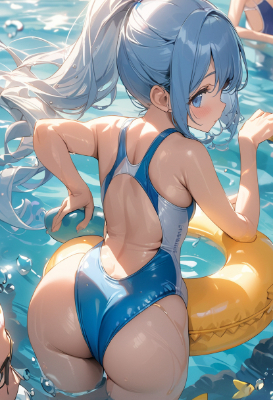 競泳水着と浮き輪