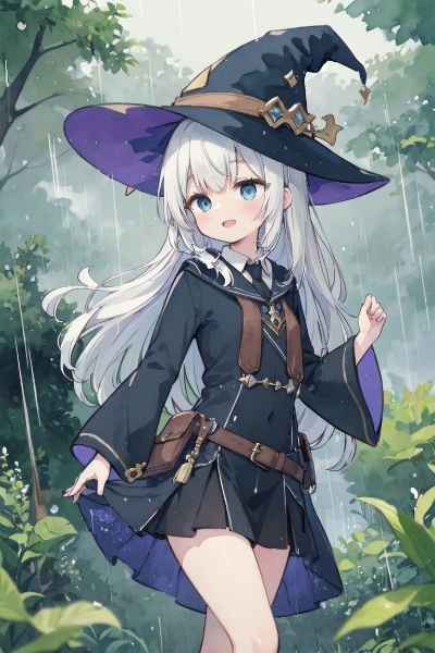 雨の日は元気な魔女と