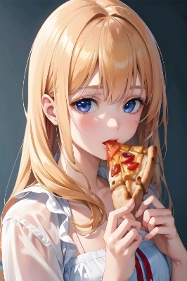 ピザを貪るように食べる女の子