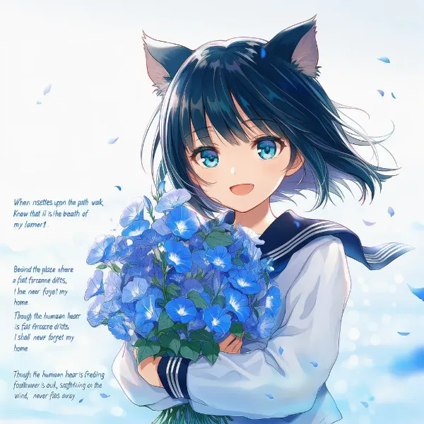 ７月の花　青色のアサガオ