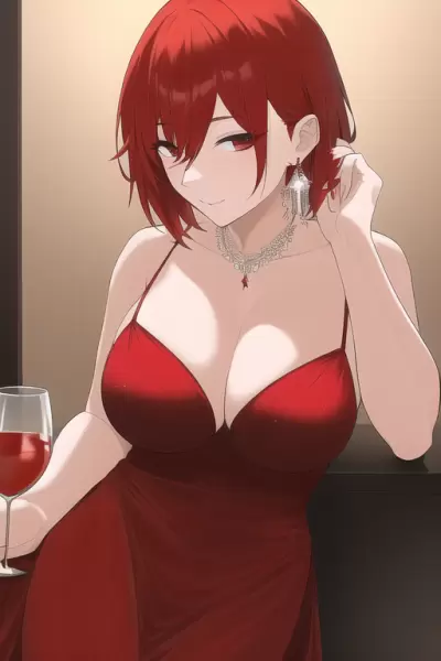 赤ドレスキャバ嬢