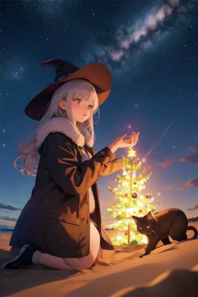 砂浜の魔女と星空とクリスマスイブ