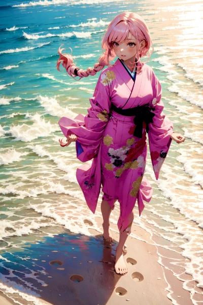 足跡　海辺の散歩