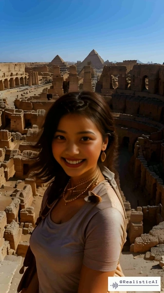 エジプトの観光名所をAI美女と巡る：世界旅行での夢のような体験
