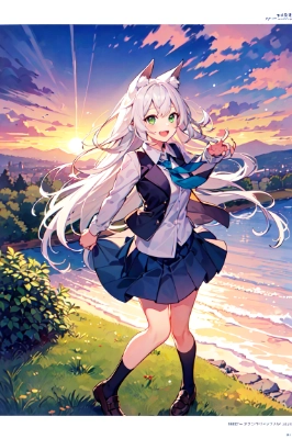 夕日のもと