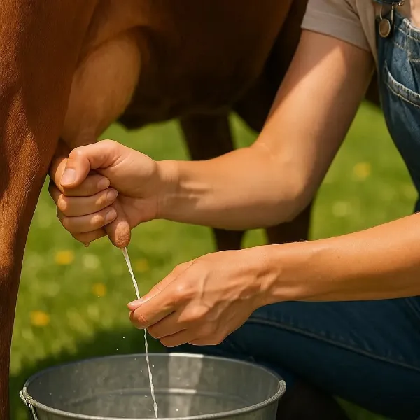 牧場の朝、牛との優しい絆
