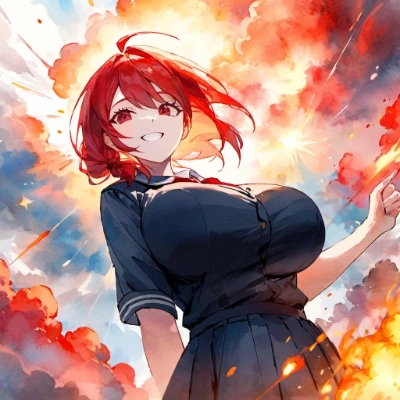 水彩画風爆発オチ