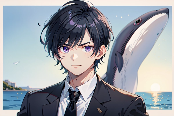 くじらと黒髪短髪青年！！（13枚）