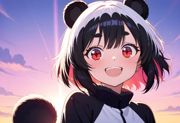 夕陽に笑うパンダ少女の冒険