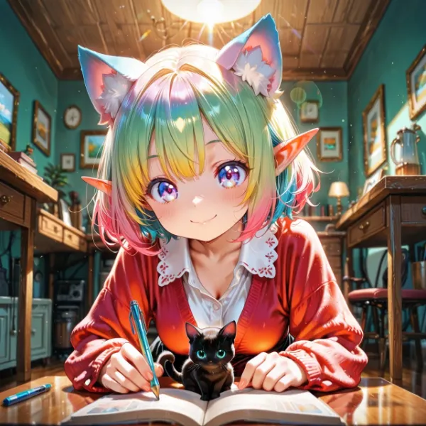 4枚）勉強中　猫