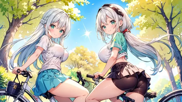 双子の姉妹と森の風薫る自転車旅