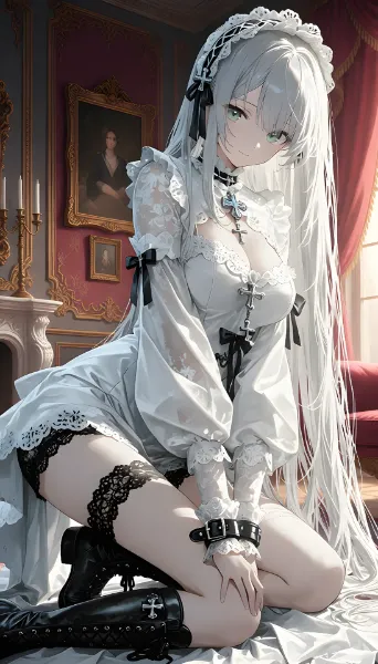 銀髪の長い髪の少女